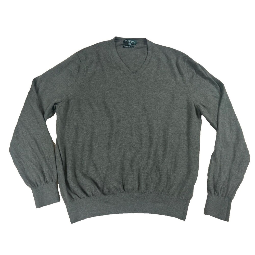 Fairway & Greene Men's Sweater 2XL Green 100% Italian Merino Wool V-Neck